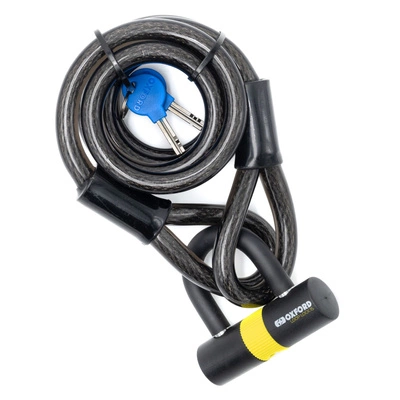 Armeret kabel 2m x 15mm lås Mini Shackle Oxford Barrier Ebike Elektrisk scooter