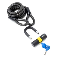 Armeret kabel 2m x 15mm lås Mini Shackle Oxford Barrier Ebike Elektrisk scooter