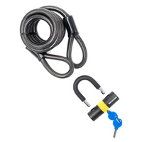 Armeret kabel 2m x 15mm lås Mini Shackle Oxford Barrier Ebike Elektrisk scooter